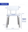 Dimensions détaillées du siège de bain réglable en hauteur, conçu pour le confort des seniors.
