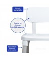 Siège de douche ergonomique à bords arrondis et assise antidérapante pour seniors.