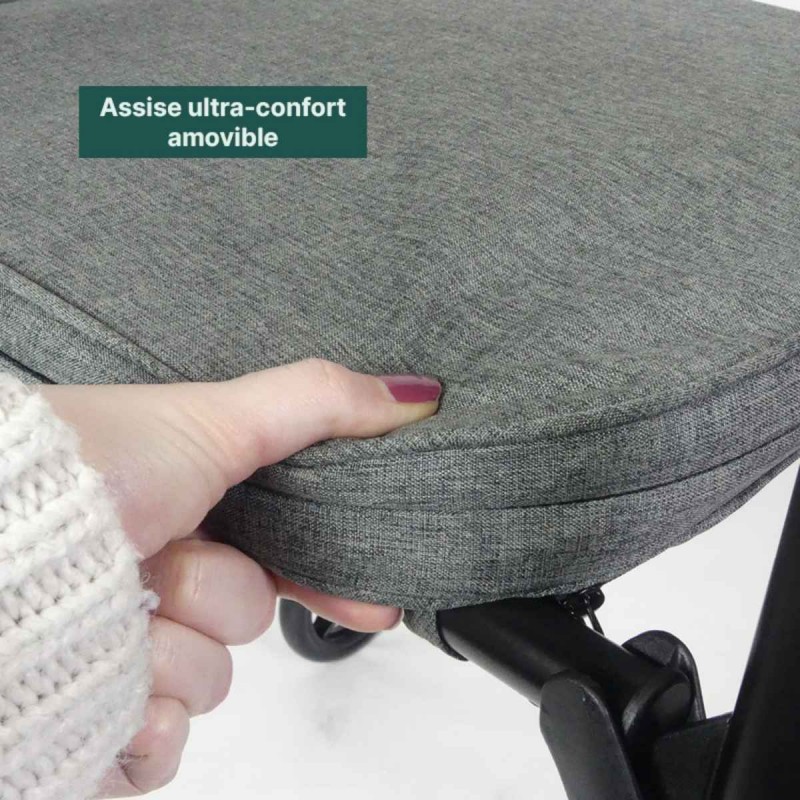 Siège confortable du rollator Modulo remboursé par la sécu.