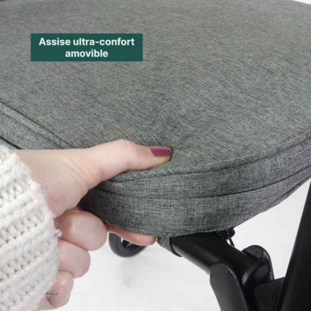 Siège confortable du rollator Modulo remboursé par la sécu.