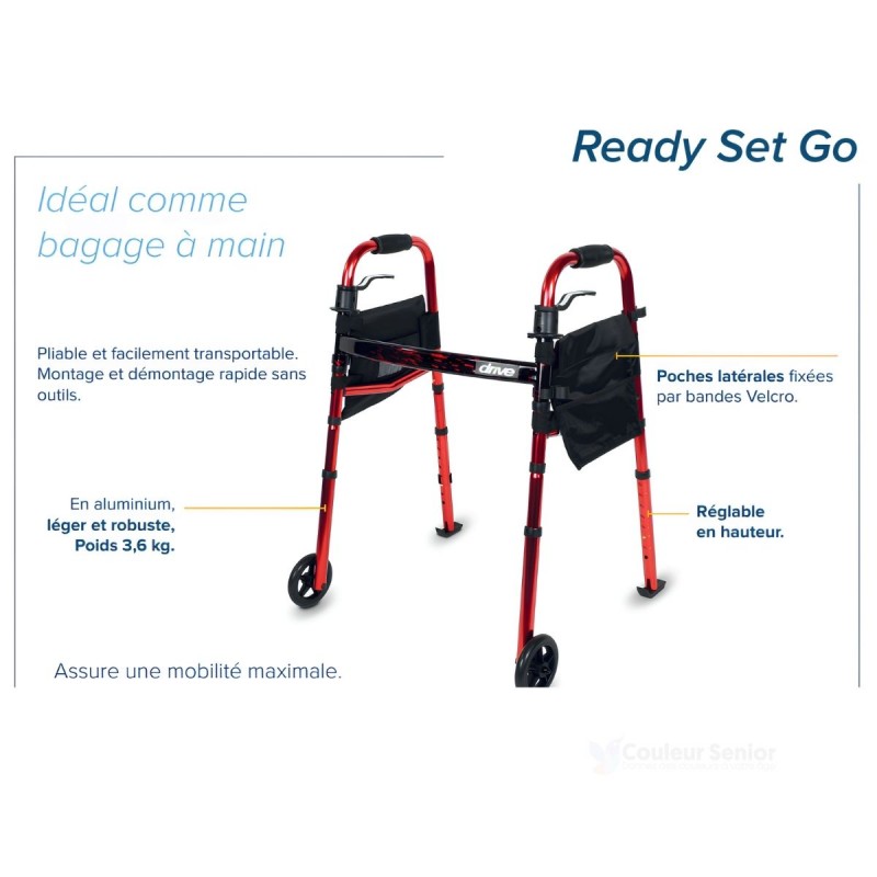 Dimensions du Ready Set Go. Repos garanti lors des balades, remboursé par la Sécu.