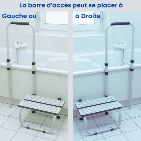 La barre d'appui peut être placée à gauche ou à droite du marchepied.