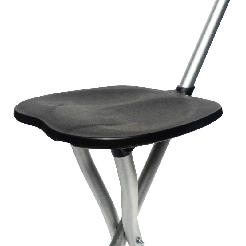 Réglage de la hauteur d’assise de 47,5 à 56 cm sur les pieds de la canne siège Escale