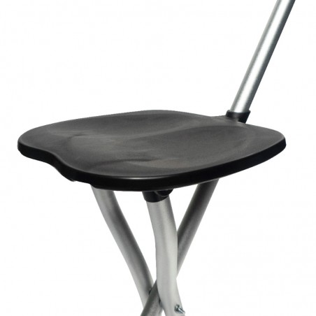 Réglage de la hauteur d’assise de 47,5 à 56 cm sur les pieds de la canne siège Escale