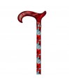 Motif de coquelicots sur une canne de marche réglable rouge, poignée Derby élégante pour femme.