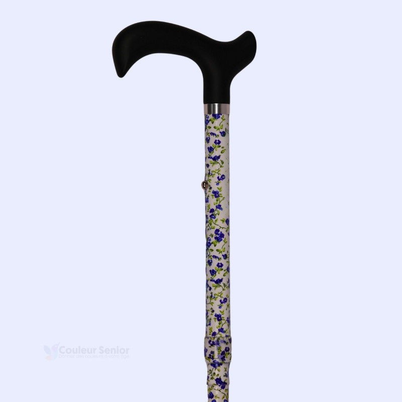 Profil de la canne bleuet. Maintien rassurant, ce modèle est remboursable par la Sécu.