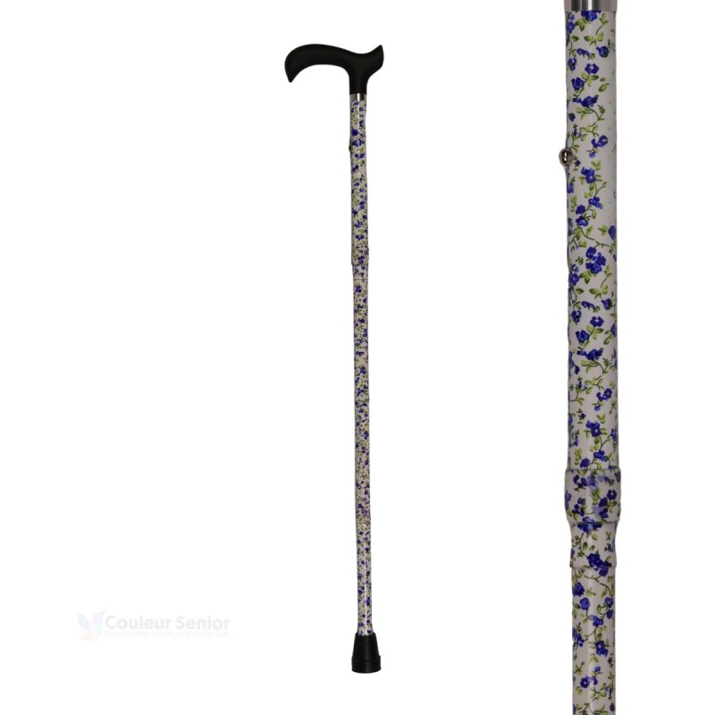 Canne de marche femme bleuet accessible. Idéale comme première canne pour le quotidien.