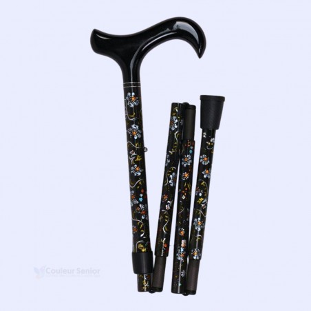 Canne de marche pour femme carbone Fayet Plume fleurie joli cadeau à offrir pour mère ou grand mère