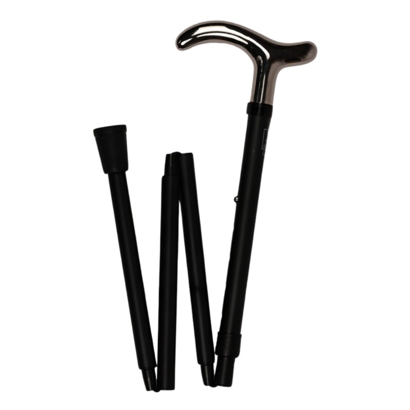 Canne de marche élégante noire pliante pour homme et femme.