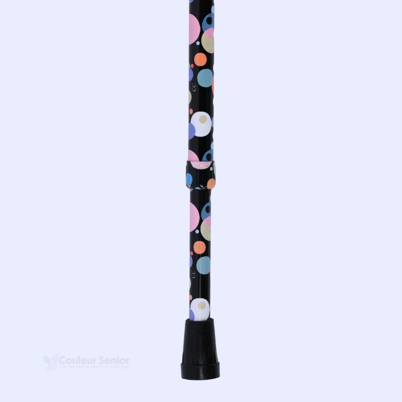 Embout antidérapant pour canne de marche noire fantaisie avec motifs cosmos moderniste