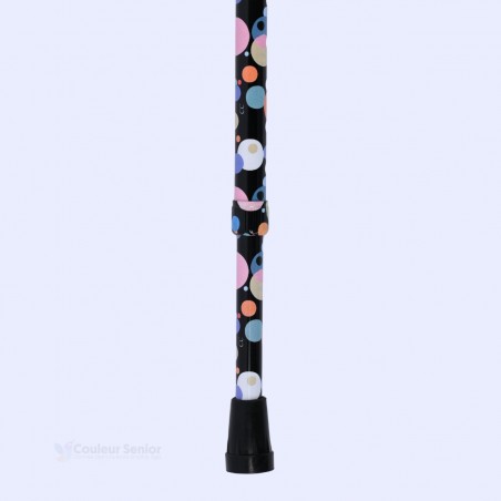 Embout antidérapant pour canne de marche noire fantaisie avec motifs cosmos moderniste