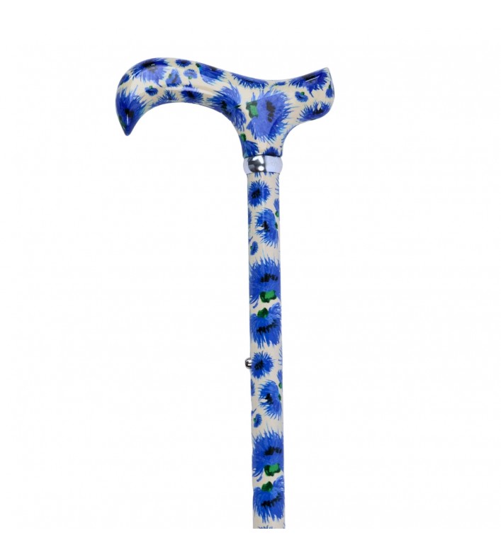 Canne de marche Bleuets des Champs fantaisie pour femme, originale et jolie, à offrir en cadeau.