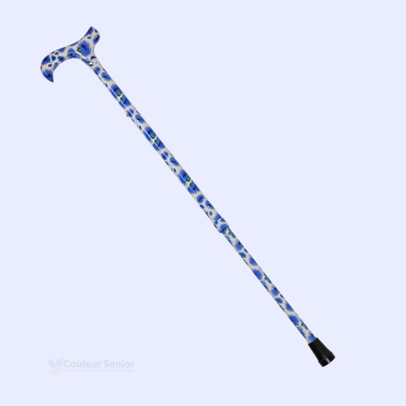 Profil de canne de marche Bleuets des Champs pour femme. Design fantaisie original, superbe idée cadeau.