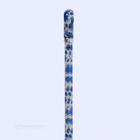 Système réglable de cette canne de marche Bleuets des Champs pour femme originale. Modèle fantaisie élégant.