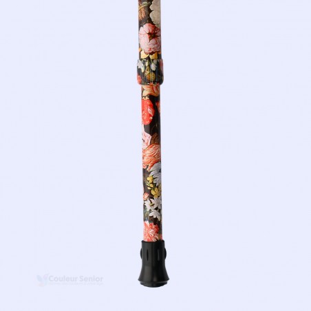 Embout sécurisé de canne de marche pour femme. Accessoire réglable, élégant et remboursable.