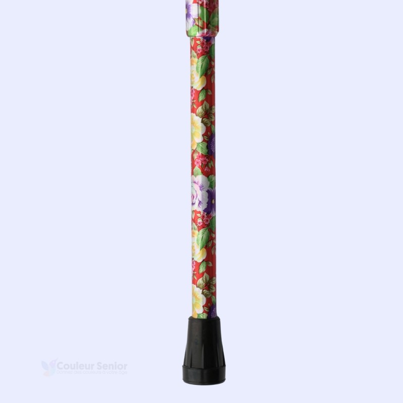 Embout stable de canne de marche pour femme, rouge, tube réglable fantaisie, très original.