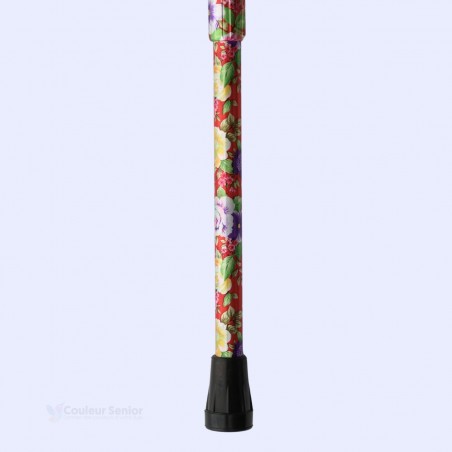Embout stable de canne de marche pour femme, rouge, tube réglable fantaisie, très original.