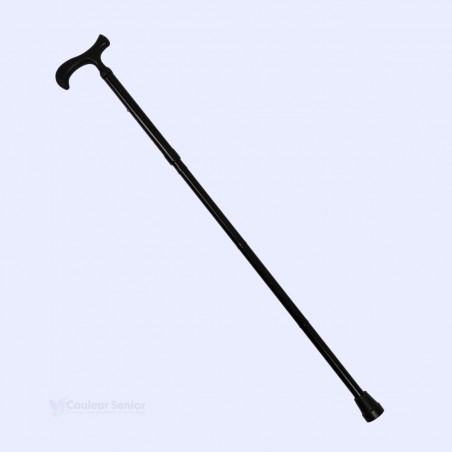 Canne de marche noire réglable, idéale en cadeau. Robuste et classique.