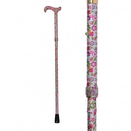 Photo complète de la canne florale ajustable, alliant stabilité, confort et style coloré.