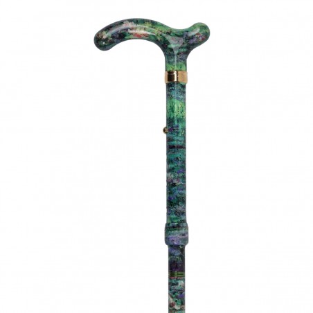 Détail du motif artistique de cette canne de marche à poignée en T, un cadeau sobre et élégant pour une femme.