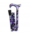 Canne de marche pliante et réglable pour femme, motif artistique violet – Élégante, légère, originale et chic.