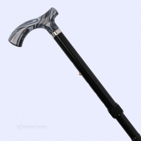Canne de marche réglable et élégante pour seniors, remboursable par la Sécu. Vue du pommeau ergonomique.