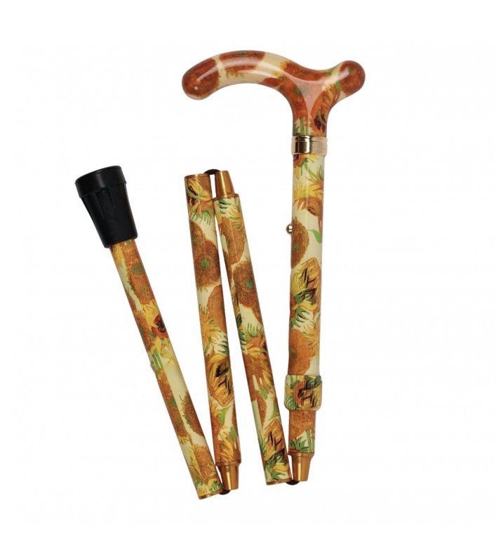 Canne de marche pliante réglable pharmacie, motif tournesols légère et robuste, modèle médical remboursable