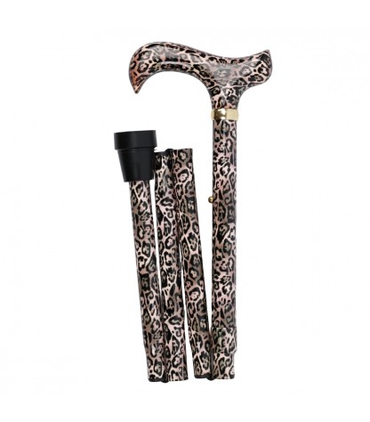 Canne de marche élégante, pliante et réglable, style léopard, cadeau original pour une femme élégante.