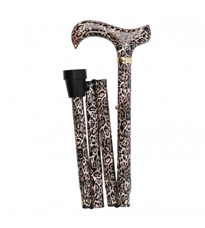 Canne de marche élégante, pliante et réglable, style léopard, cadeau original pour une femme élégante.