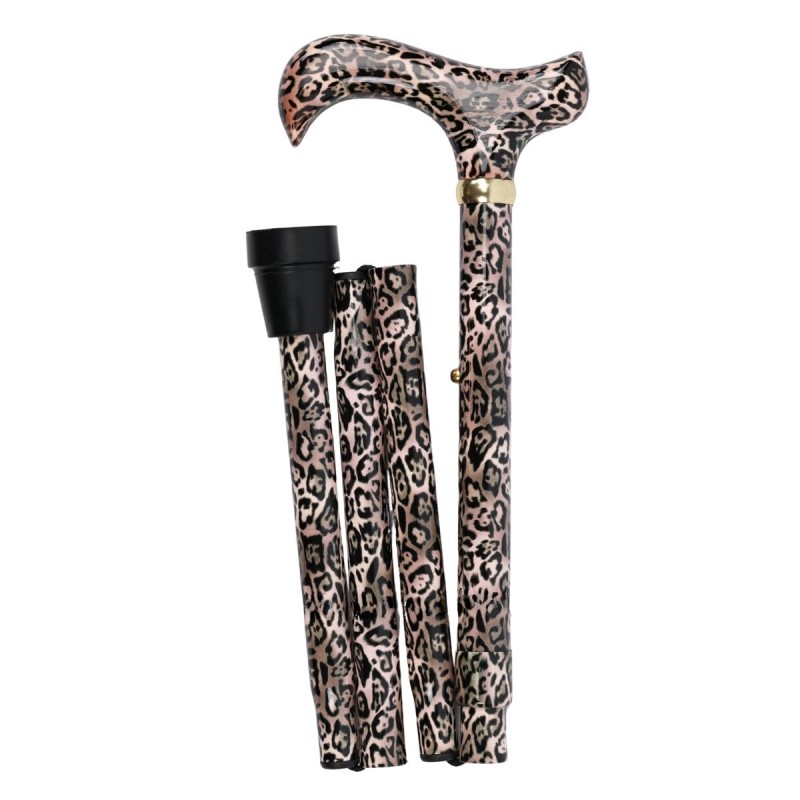 Canne de marche élégante, pliante et réglable, style léopard, cadeau original pour une femme élégante.