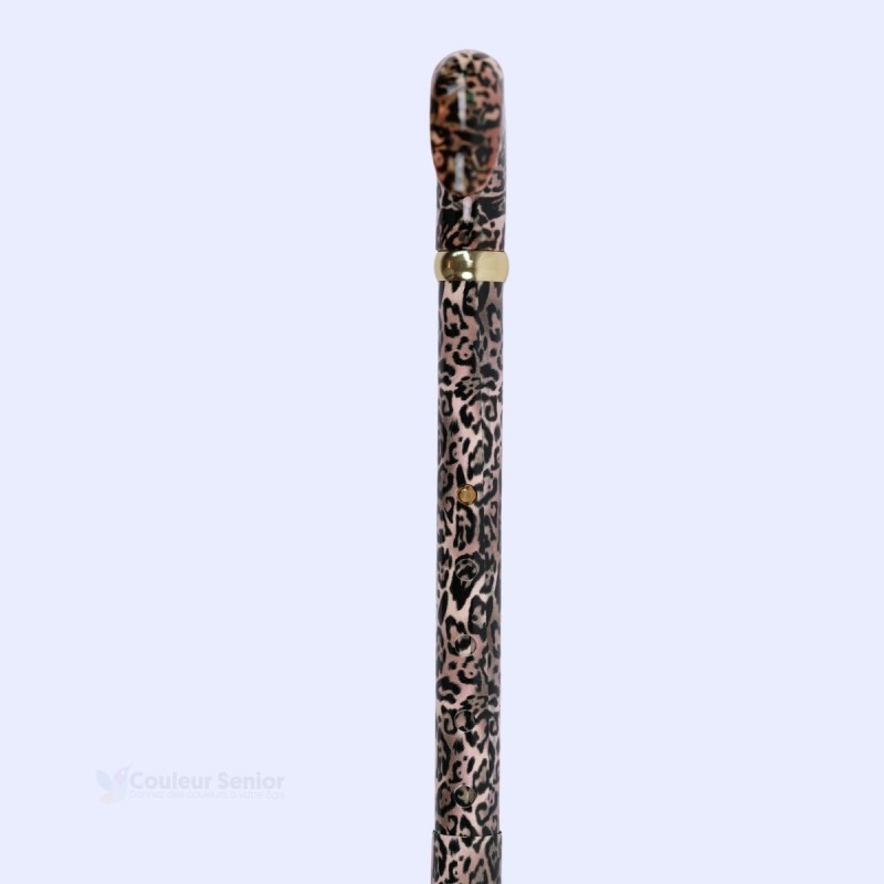 Bouton de la canne de marche réglable léopard audacieux. Cadeau pour femme élégante original.