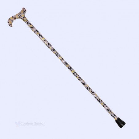 Vue latérale de la canne de marche réglable Bastide. Joli modèle original de chien pour grand-mère.