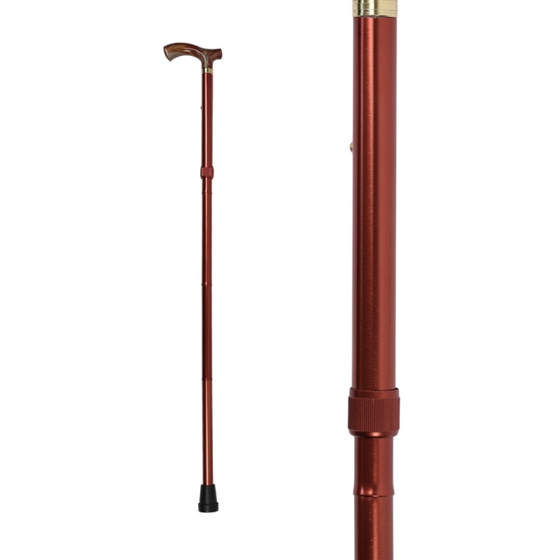Canne de marche élégante en aluminium bronze. Poignée T à effet nacré. Accessoire de luxe pour homme et femme, idéal.