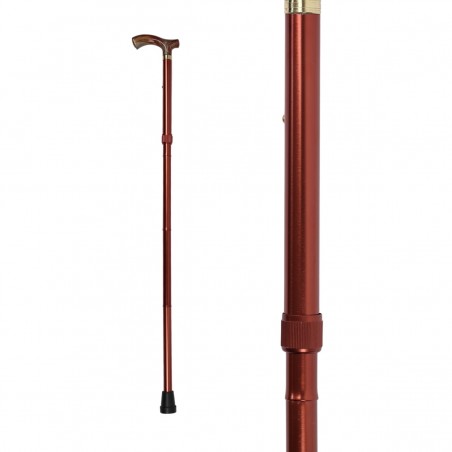 Canne de marche élégante en aluminium bronze. Poignée T à effet nacré. Accessoire de luxe pour homme et femme, idéal.