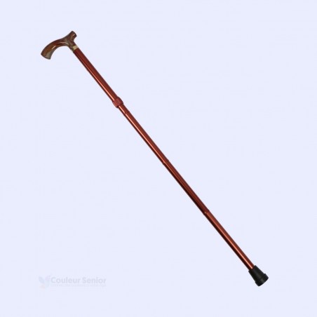 Canne de marche latérale élégante en aluminium-bronze. Poignée T à effet nacré. Un cadeau de luxe idéal pour homme et femme.