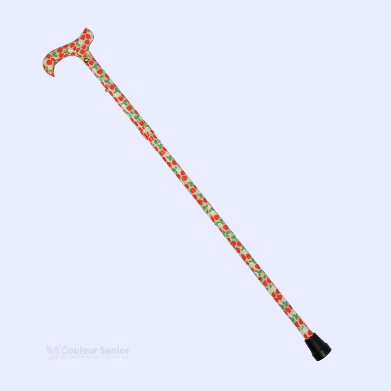 Profil complet de canne de marche pour femme, pliable, fantaisie, motif original, non remboursable.