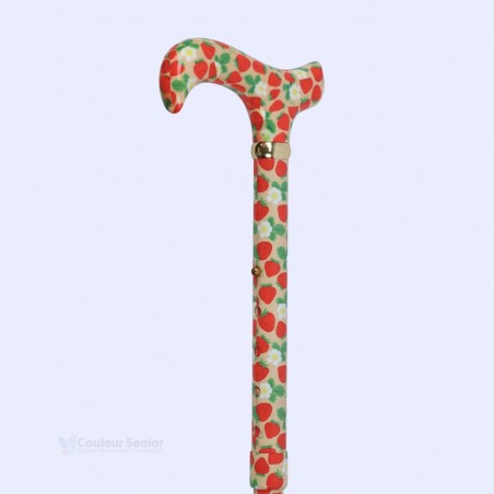 Poignée derby à 45° pour canne de marche femme pliable fantaisie au design original.