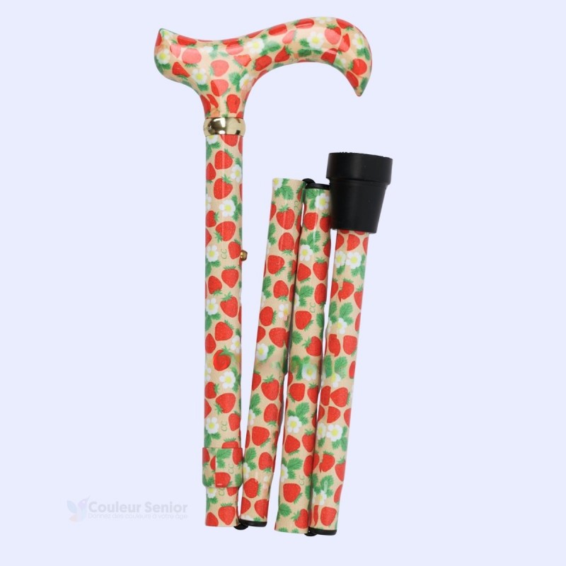 Canne de marche pliable pour femme, fantaisie, vue de droite, alternative originale en pharmacie.