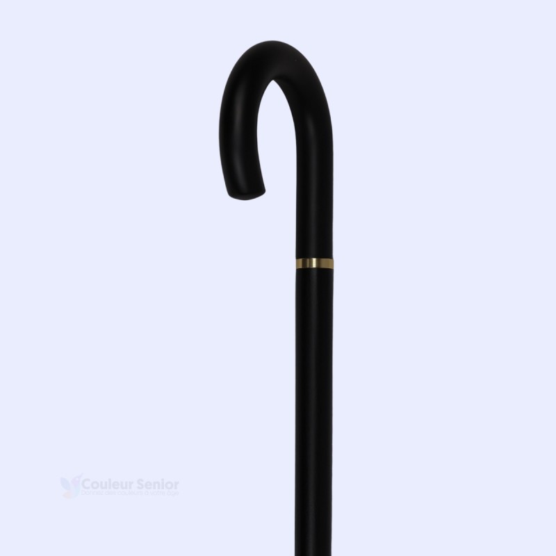 Magnifique canne fixe noire en diagonale. Un accessoire distingué pour une marche sécurisée.