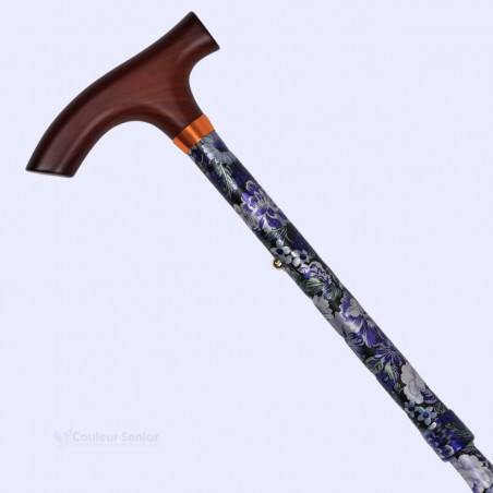 Canne de marche violet et blanc, très pratique pour sortir avec élégance.