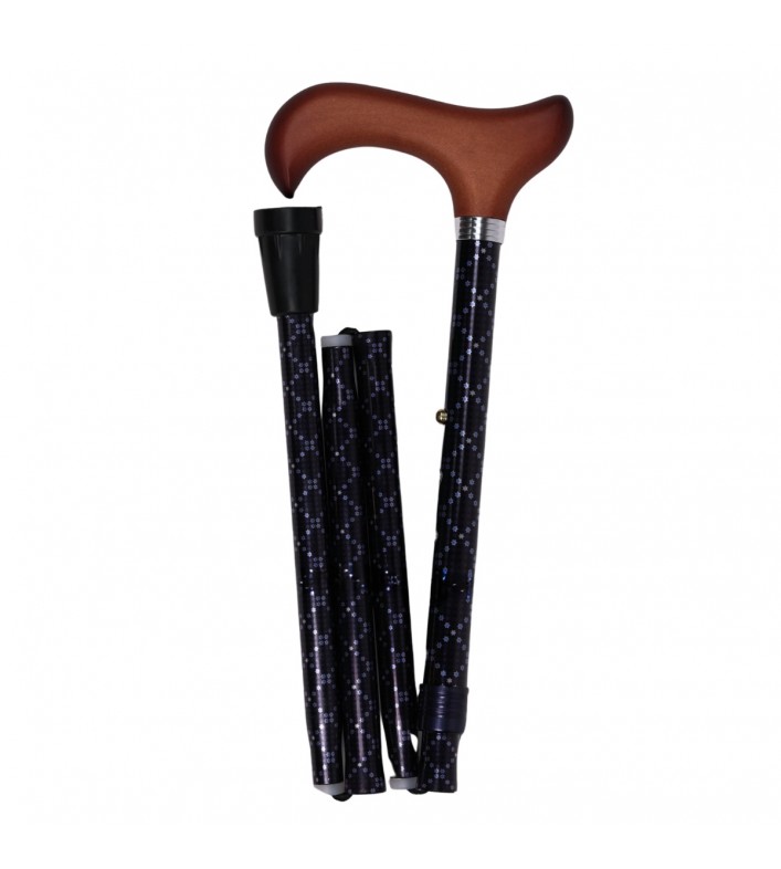 Canne de marche pliable. Modèle discret pour femme, idéal pour voyager. Éligible au remboursement par la Sécu.