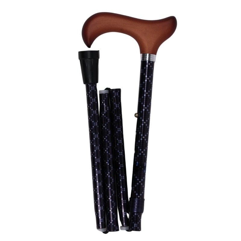 Canne de marche pliable. Modèle discret pour femme, idéal pour voyager. Éligible au remboursement par la Sécu.