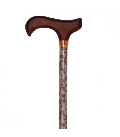 Canne Cachemire Perle réglable femme originale aux couleurs douces. Superbe motif cachemire beige élégant.