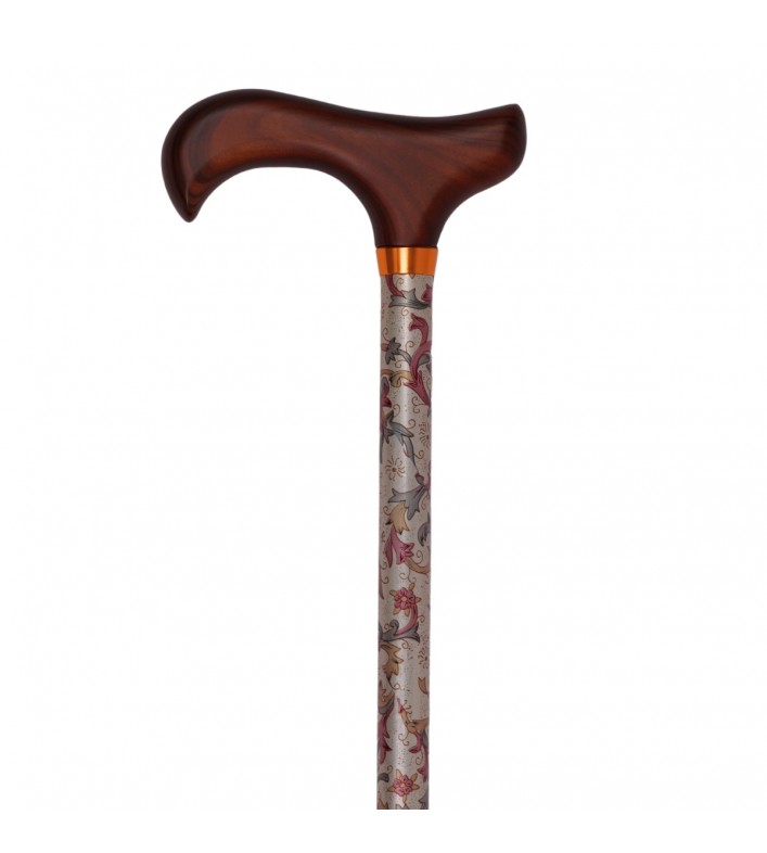 Canne réglable femme originale aux couleurs douces. Superbe motif cachemire beige élégant.