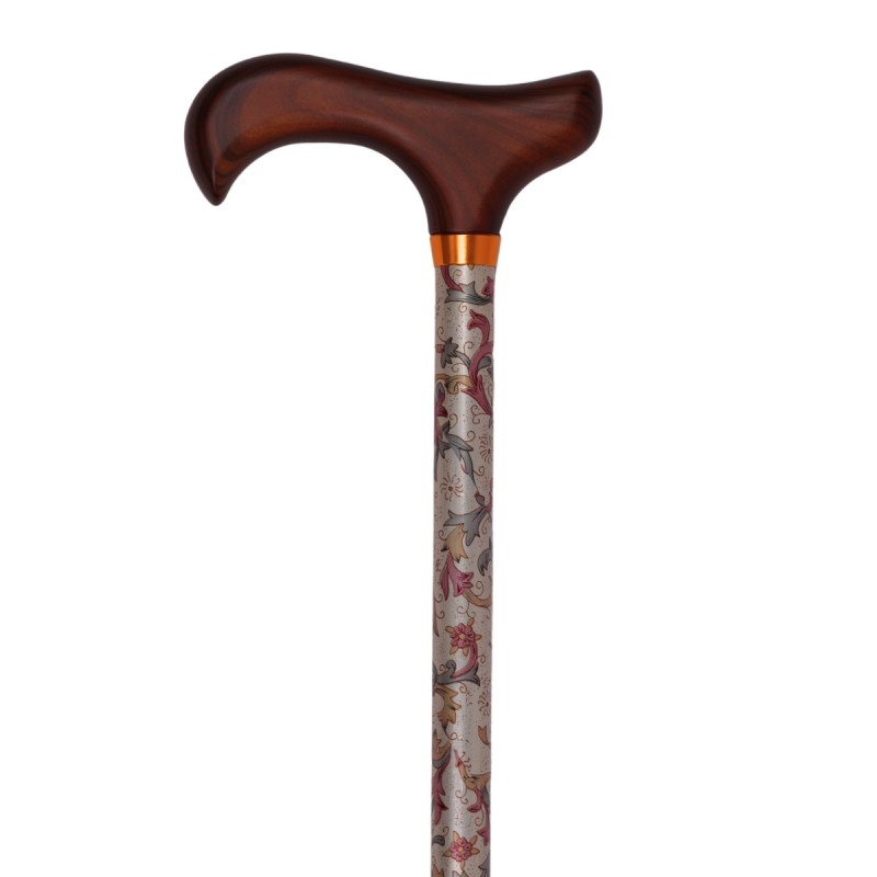 Canne réglable femme originale aux couleurs douces. Superbe motif cachemire beige élégant.