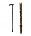 Canne de marche pour femme très pratique. Bel accessoire robuste, avec des fleurs sur fond noir.