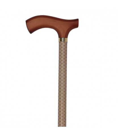 Canne de Marche réglable Beige diamant mate avec poignée ergonomique en bois