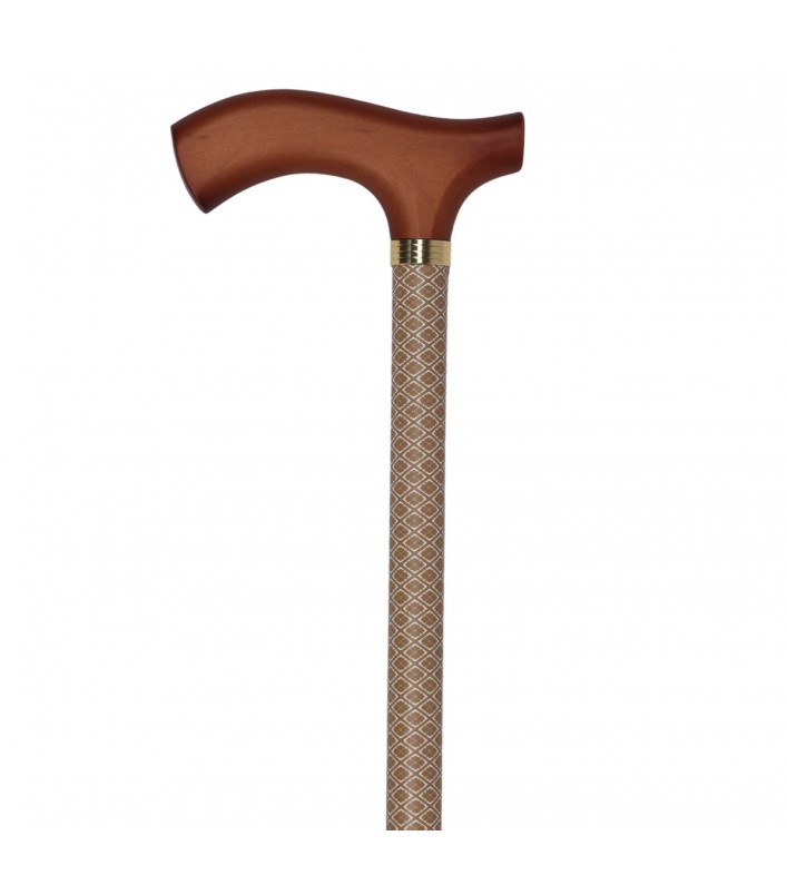 Canne de Marche réglable Beige diamant mate avec poignée ergonomique en bois