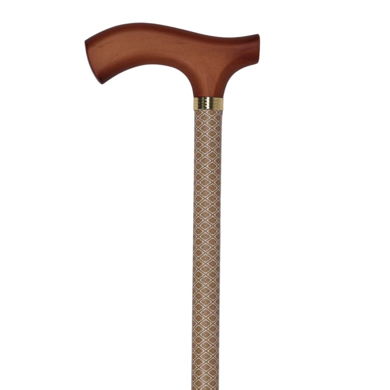 Canne de Marche réglable Beige diamant mate avec poignée ergonomique en bois