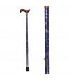 Canne réglable femme originale. De superbes couleurs vibrantes motif cachemire bleu or.
